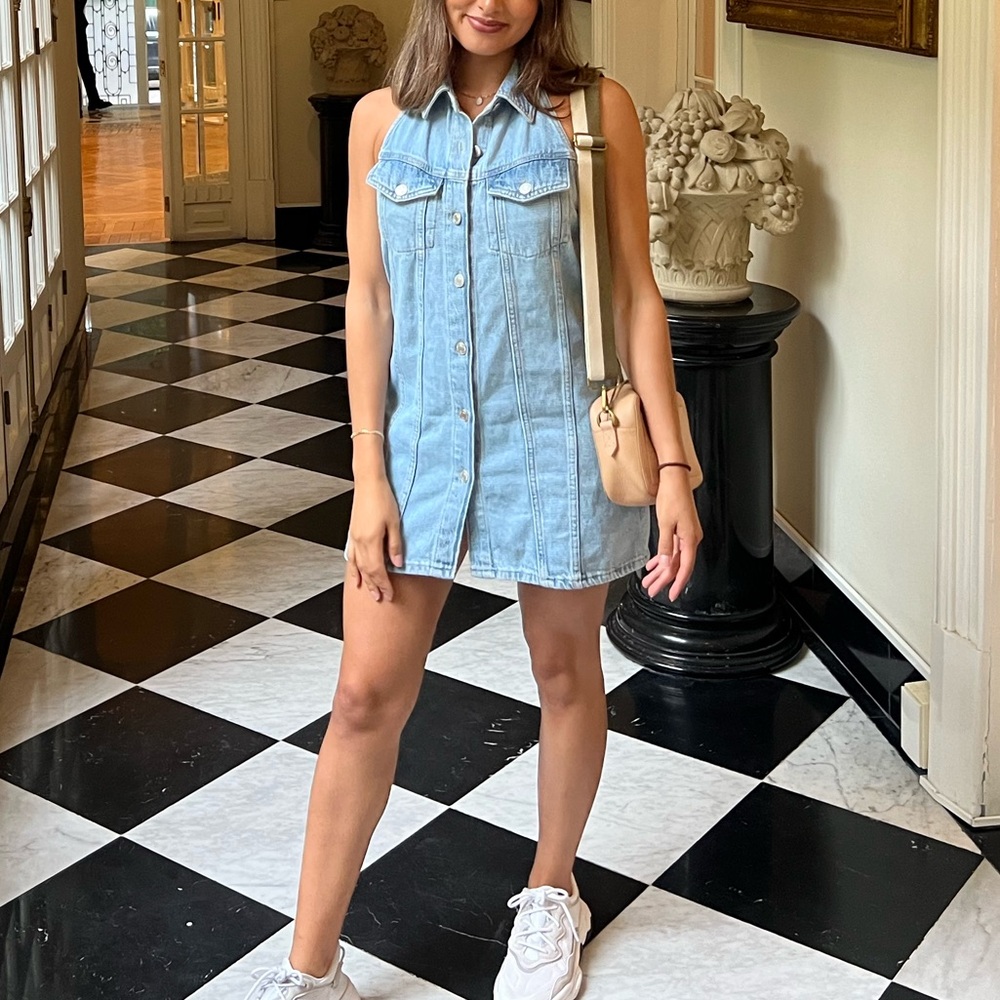 Halter denim dress
